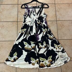 Elie Tahari Floral Dress in Black, White, and Purple